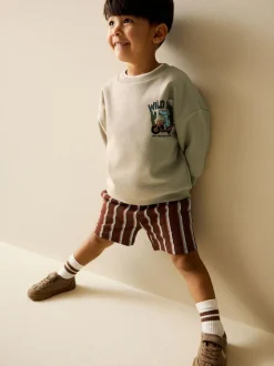 Next Crew Neck Sweatshirt and Shorts Set (3mths-7yrs) (3mths-7yrs) Ecru Wild Days Discount