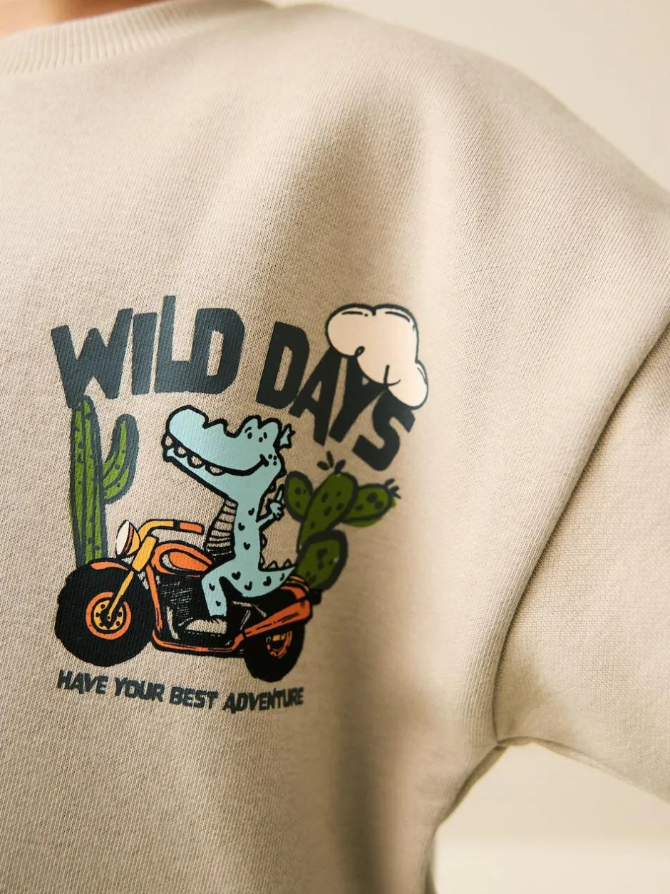 Next Crew Neck Sweatshirt and Shorts Set (3mths-7yrs) (3mths-7yrs) Ecru Wild Days Discount