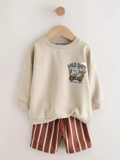 Next Crew Neck Sweatshirt and Shorts Set (3mths-7yrs) (3mths-7yrs) Ecru Wild Days Discount