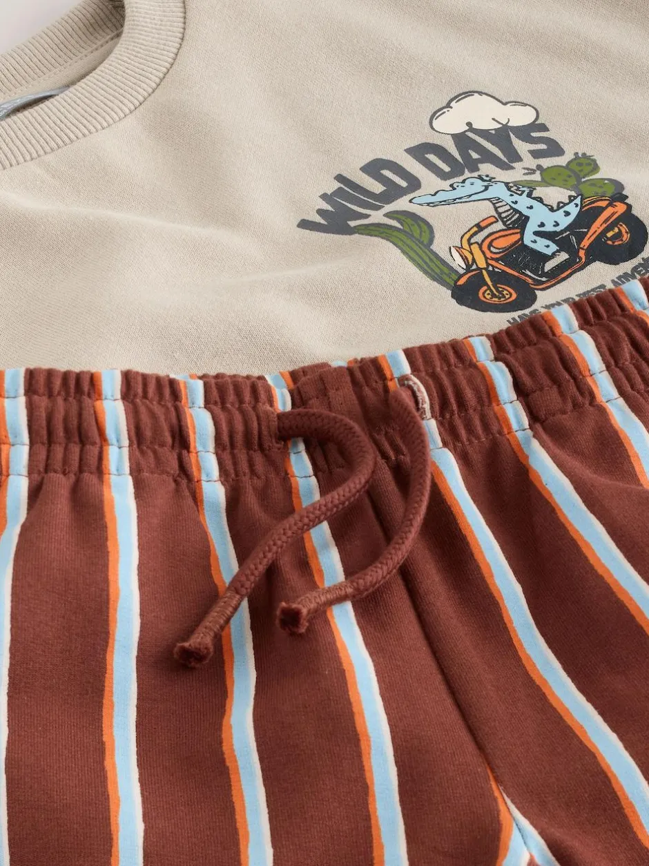 Next Crew Neck Sweatshirt and Shorts Set (3mths-7yrs) (3mths-7yrs) Ecru Wild Days Discount