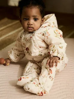 Next Nylon Baby Pramsuit (0mths-2yrs) Ecru Woodland Printed Hooded