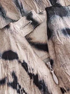 Next Crinkle Satin Asymetric Midi Skirt Ecru Zebra Print Online