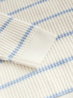Next Knitted Stripe Henley Jumper (3mths-7yrs) Ecru/Blue Sale