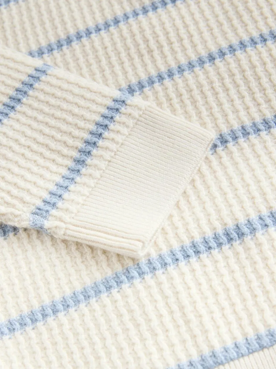 Next Knitted Stripe Henley Jumper (3mths-7yrs) Ecru/Blue Sale