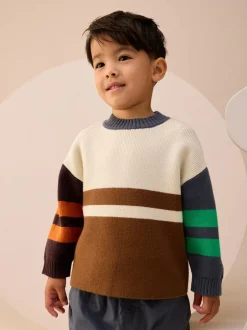 Next Ecru/Brown Knitted Jumper (3mths-7yrs) New