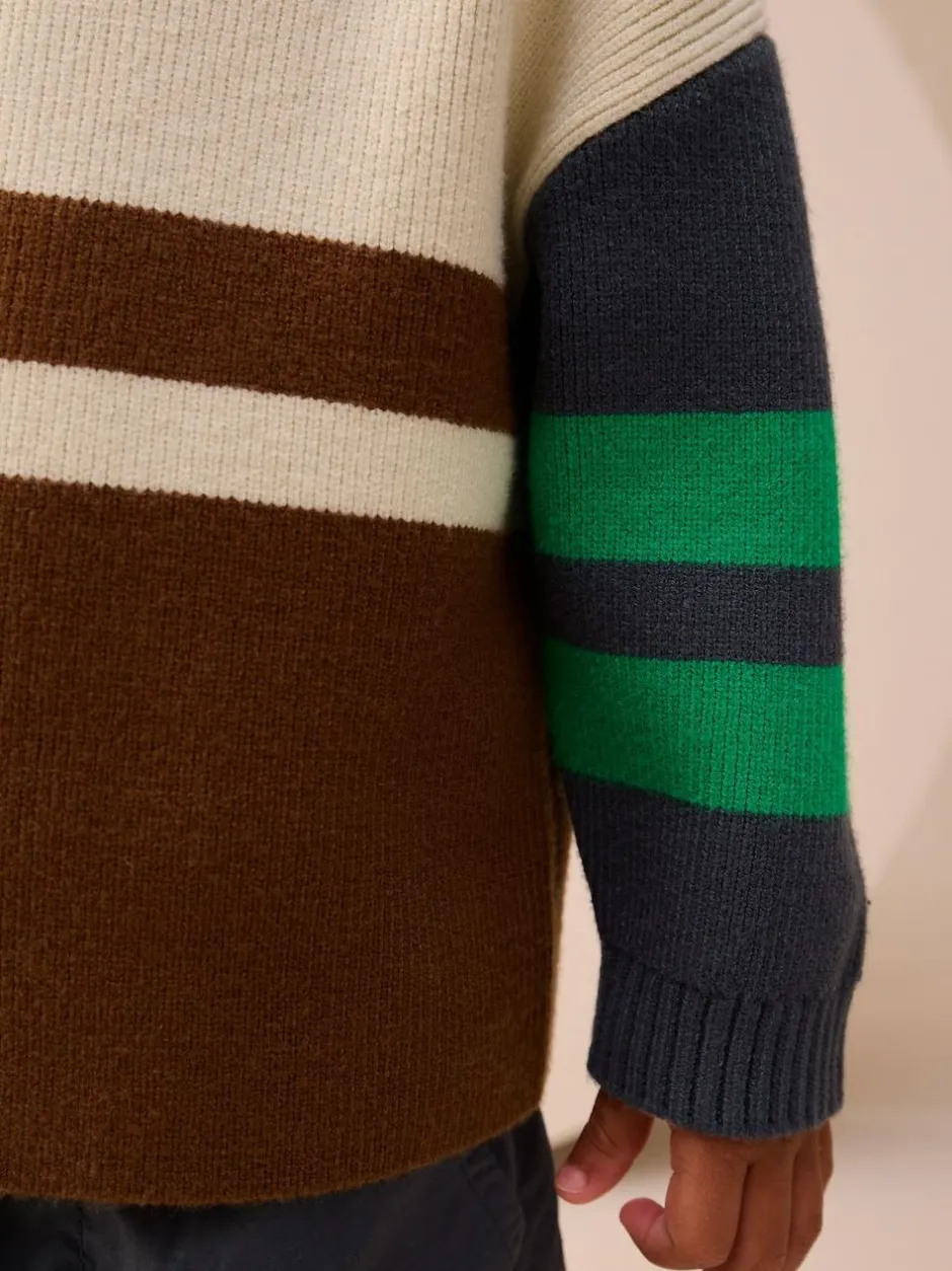 Next Ecru/Brown Knitted Jumper (3mths-7yrs) New