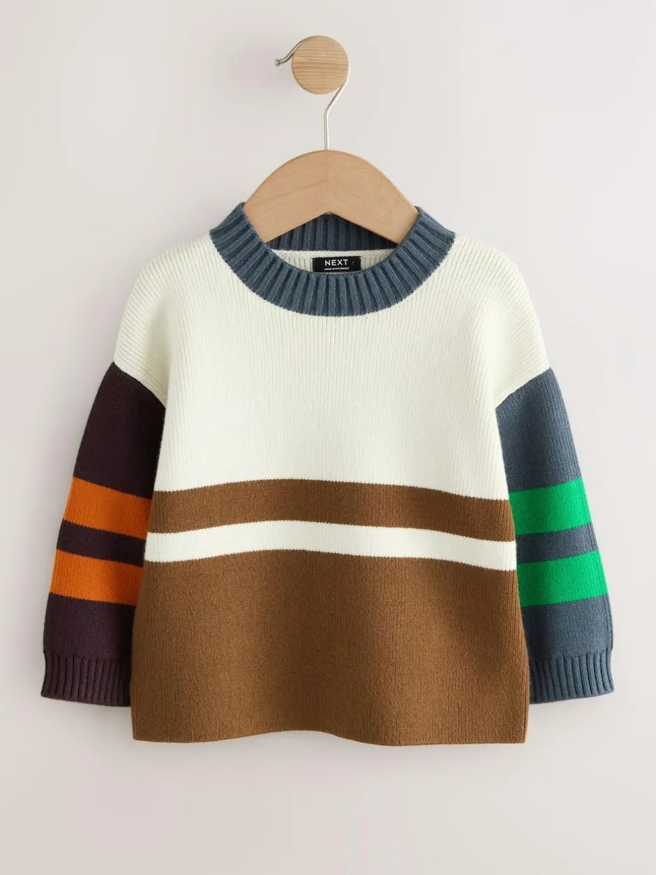 Next Ecru/Brown Knitted Jumper (3mths-7yrs) New
