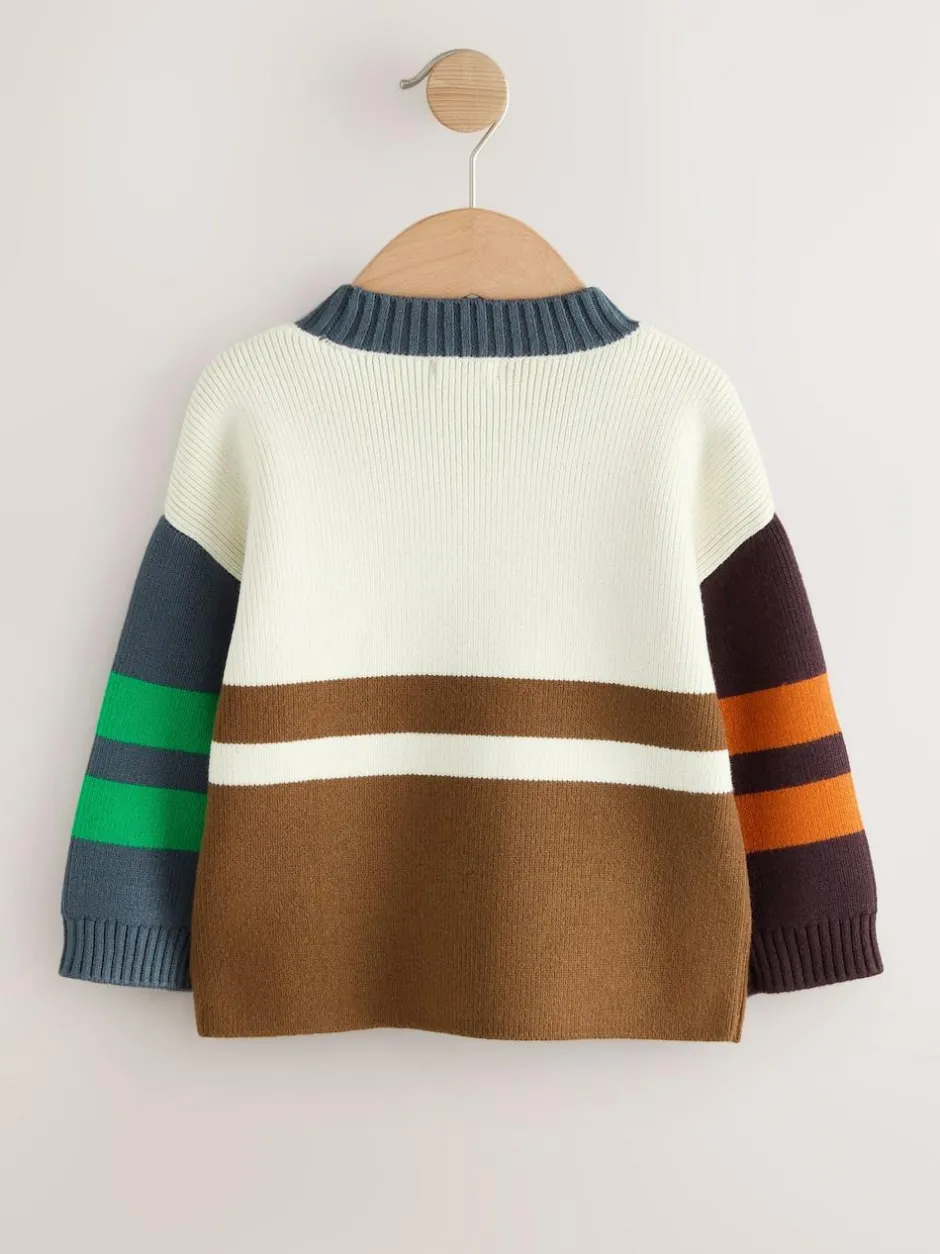 Next Ecru/Brown Knitted Jumper (3mths-7yrs) New