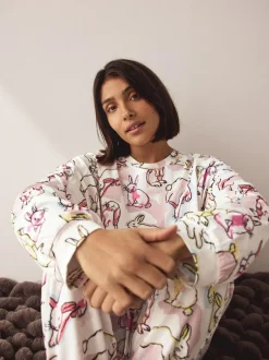 Next Long Sleeve Pyjamas Ecru/Pink Bunny Discount