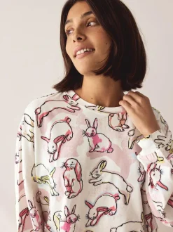 Next Long Sleeve Pyjamas Ecru/Pink Bunny Discount