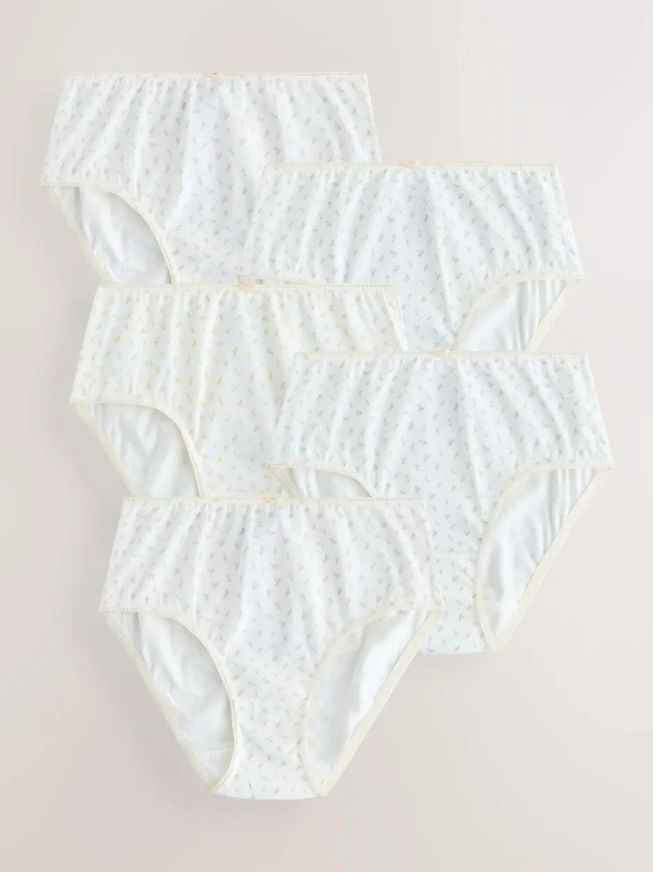 Next Ditsy Print Briefs 5 Pack (1.5-16yrs) Ecru/Pink Best