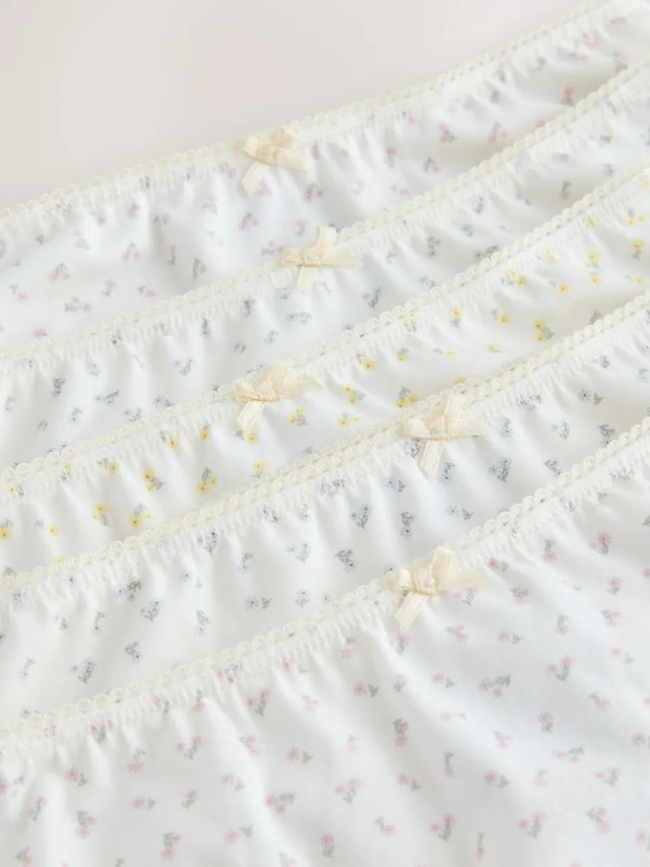 Next Ditsy Print Briefs 5 Pack (1.5-16yrs) Ecru/Pink Best