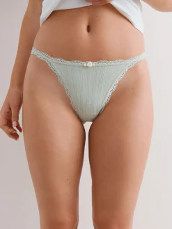 Next Ecru/Pink Thong Seamfree Pointelle Knickers 3 Pack Discount