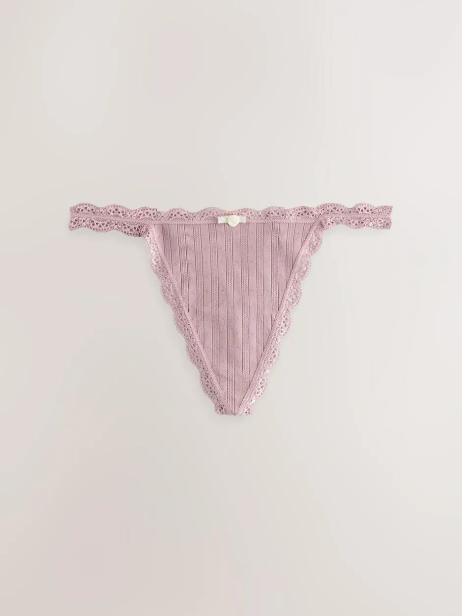 Next Ecru/Pink Thong Seamfree Pointelle Knickers 3 Pack Discount