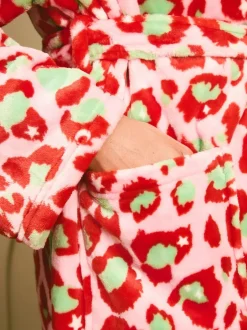 Eleanor Bowmer Leopard Print Fleece Robe Pink and Green Discount