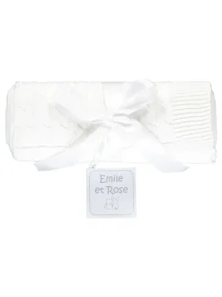 Emile Et Rose Emile Et Cable Knit Baby Cotton Blanket White Online