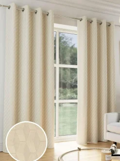 Enhanced Living Tokyo Thermal Room Darkening Eyelet Curtains Cream Discount