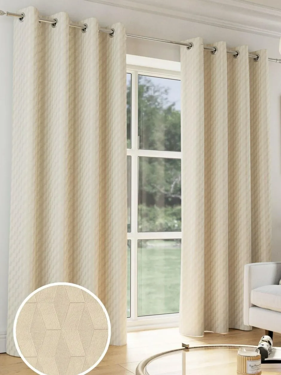 Enhanced Living Tokyo Thermal Room Darkening Eyelet Curtains Cream Discount