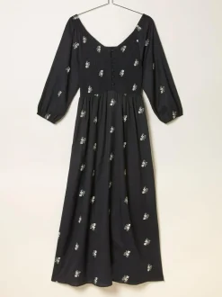 Fat Face FatFace Adele Black Embroidered Midi Dress Best