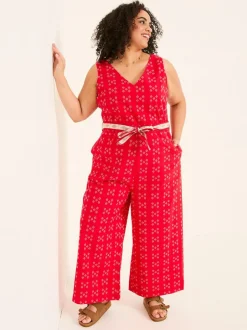Fat Face FatFace Aeran Red Jacquard Jumpsuit Best