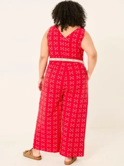 Fat Face FatFace Aeran Red Jacquard Jumpsuit Best