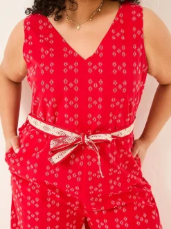 Fat Face FatFace Aeran Red Jacquard Jumpsuit Best