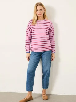 Fat Face FatFace Airlie Breton Stripe Crew Sweat Lilac Purple Online