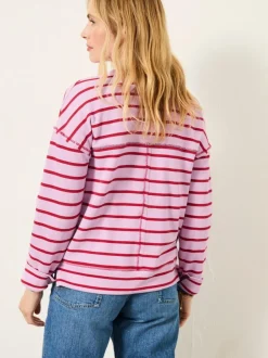 Fat Face FatFace Airlie Breton Stripe Crew Sweat Lilac Purple Online