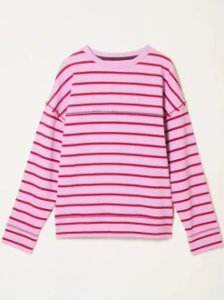 Fat Face FatFace Airlie Breton Stripe Crew Sweat Lilac Purple Online