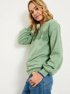 Fat Face FatFace Alex Jade Green Floral Placement Crew Sweat New