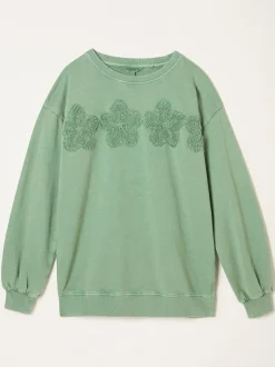 Fat Face FatFace Alex Jade Green Floral Placement Crew Sweat New