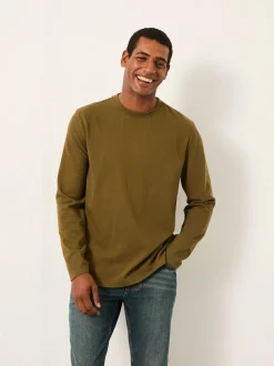 Fat Face FatFace Alton Long Sleeve Heavyweight Relaxed Fit T-Shirt Khaki Green Best