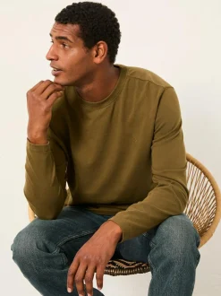 Fat Face FatFace Alton Long Sleeve Heavyweight Relaxed Fit T-Shirt Khaki Green Best