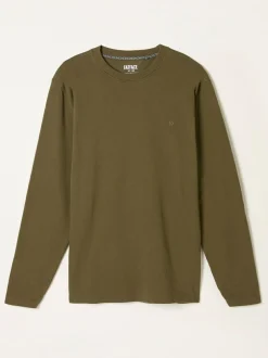 Fat Face FatFace Alton Long Sleeve Heavyweight Relaxed Fit T-Shirt Khaki Green Best