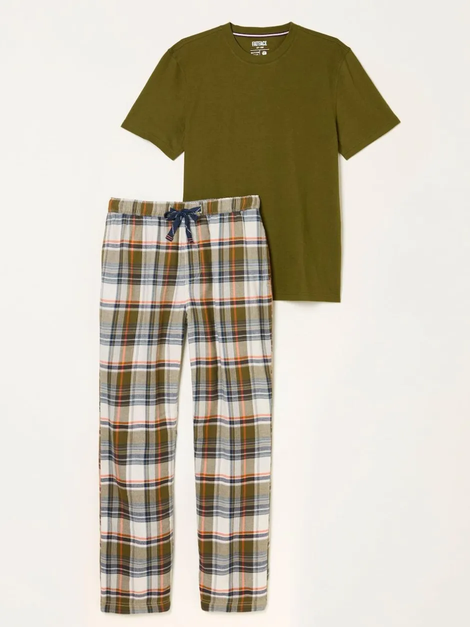 Fat Face FatFace Beale Khaki Green Check Pyjama Set Clearance