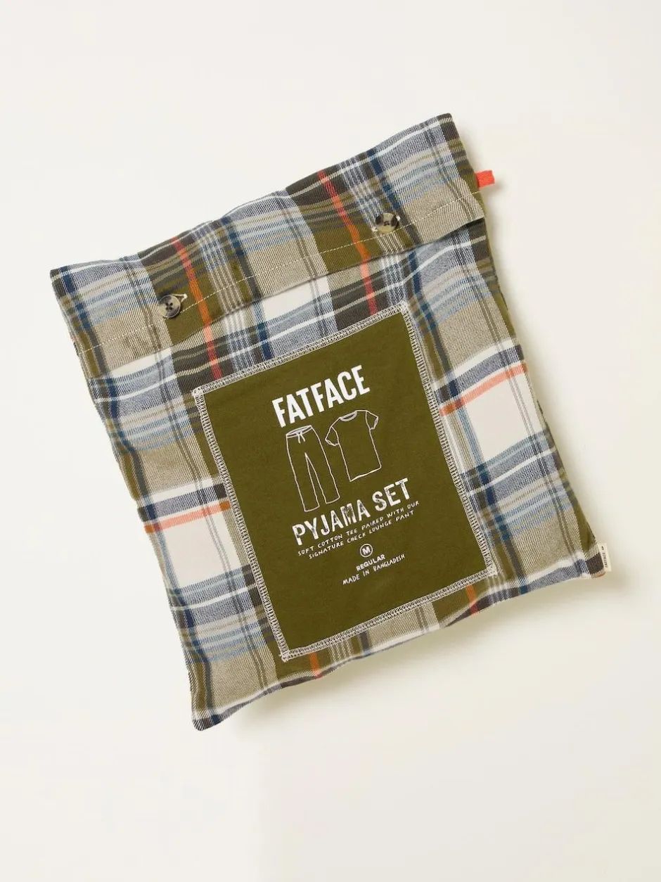 Fat Face FatFace Beale Khaki Green Check Pyjama Set Clearance