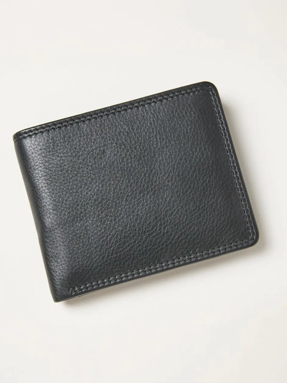Fat Face FatFace Black Twin Stitch Leather Wallet