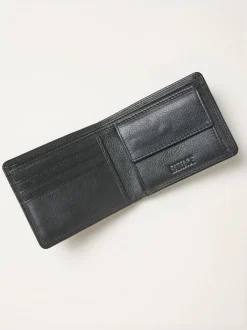 Fat Face FatFace Black Twin Stitch Leather Wallet