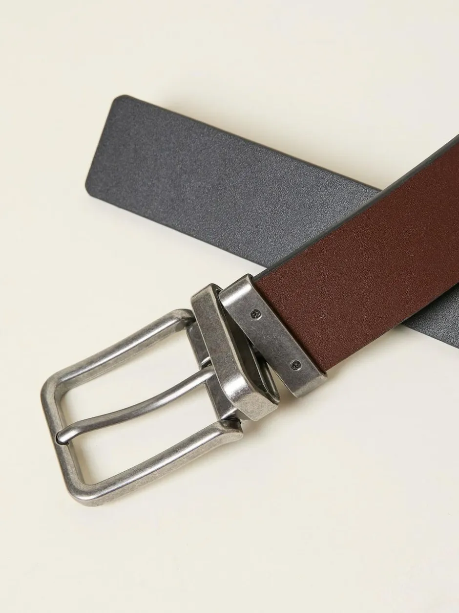 Fat Face FatFace Black/Brown Reversible Leather Belt New