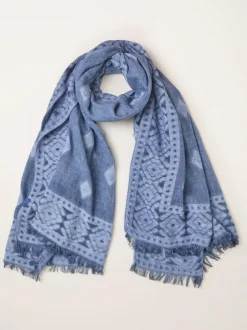 Fat Face FatFace Blue Jaquard Scarf Hot