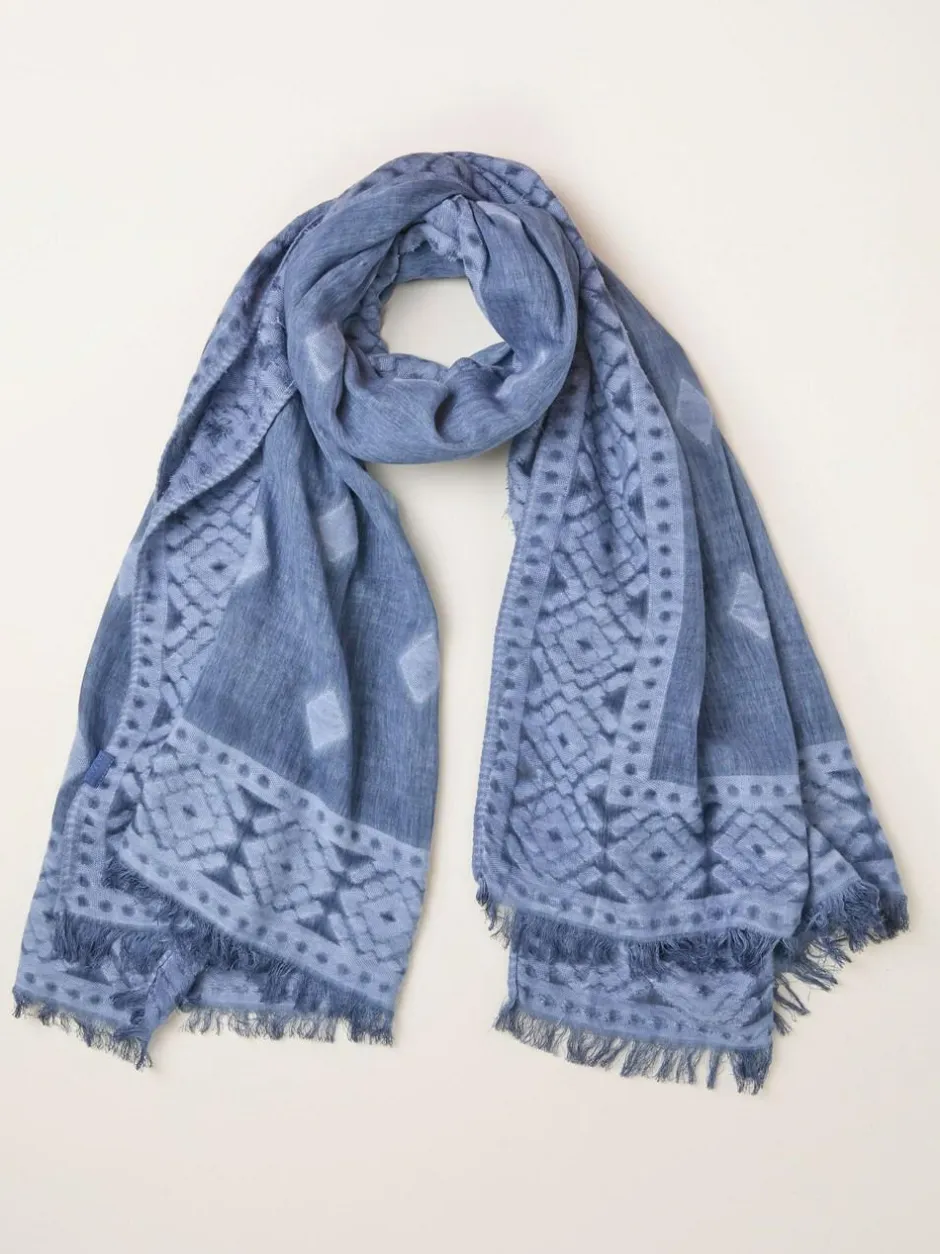 Fat Face FatFace Blue Jaquard Scarf Hot