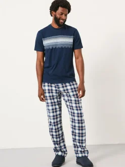 Fat Face FatFace Boray Light Blue Check Pyjama Bottoms Online