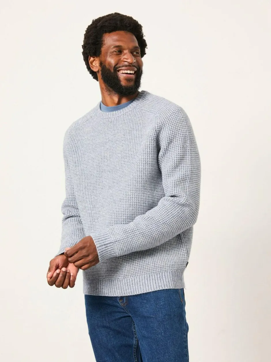 Fat Face FatFace Bourton Light Blue Knitted Crew Neck Jumper