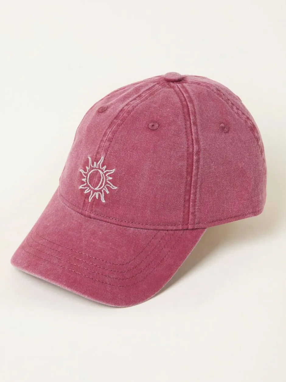Fat Face FatFace Embroidered Sun Cap Burgundy Red Discount