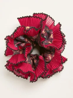Fat Face FatFace Burgundy Red Sketchy Texture Printed Scrunchie Outlet