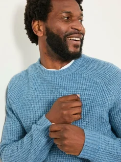 Fat Face FatFace Calder Crew Neck Knitted Jumper Light Vintage Blue Best
