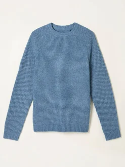 Fat Face FatFace Calder Crew Neck Knitted Jumper Light Vintage Blue Best