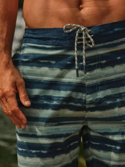 Fat Face FatFace Camber Teal Blue Stripe Swim Shorts New