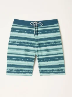 Fat Face FatFace Camber Teal Blue Stripe Swim Shorts New