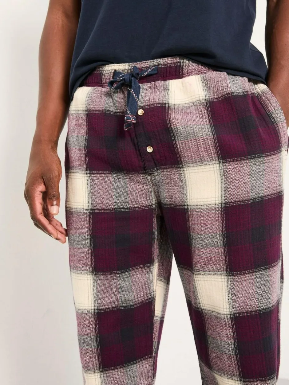 Fat Face FatFace Connel Burgundy Red Check Pyjama Bottoms Hot